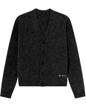 A.P.C. V-Neck Wool Cardigan - Black