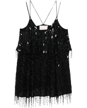 Circus Hotel Beaded Fringed Dress - Black