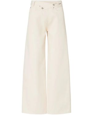 Liu Jo Straight Trousers With Asymmetrical Waistband - White