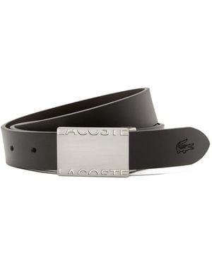 Lacoste Buckle-Logo Leather Belt - Black