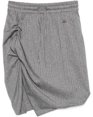 Vivienne Westwood Side Panther Pinstripe-Print Ruched Mini Skirt - Grey