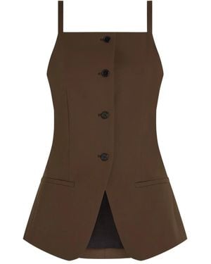 KARL LAGERFELD Square-Neck Waistcoat - Brown