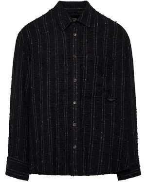 WOOYOUNGMI Tweed Button-Up Shirt - Black