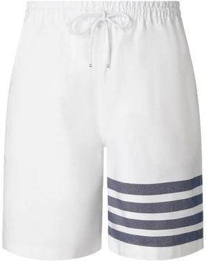 Thom Browne Short De Sport À Détail 4 Bandes Signature - White