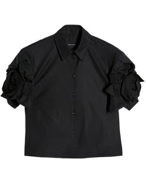 Simone Rocha Camisa Corta De Manga Farol - Negro