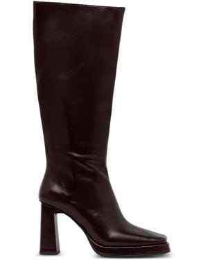 Jeffrey Campbell Maximal-3 Square-Toe Heeled Knee-High Boots - Brown
