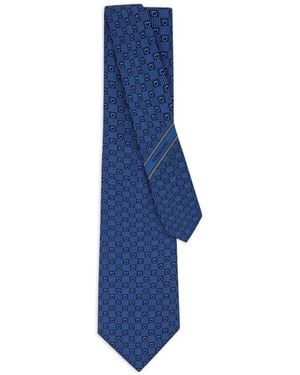 Ferragamo Gancini Silk Jacquard Tie - Blue