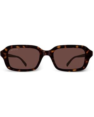 Gucci Tortoiseshell-Effect Logo-Plaque Sunglasses - Brown