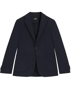 BOSS Single-Breasted Notch-Lapel Blazer - Blue