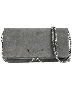 Zadig & Voltaire Rock Suede Shoulder Bag - Grey