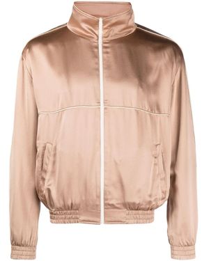 Saint Laurent Zip-Up Silk Track Jacket - Pink