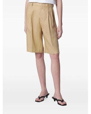 Tagliatore Pleated Linen Shorts - Natural