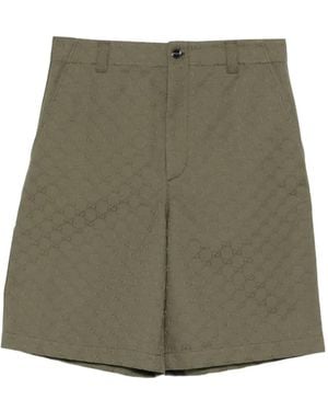 Gucci Gg-Monogram Cotton Shorts - Green