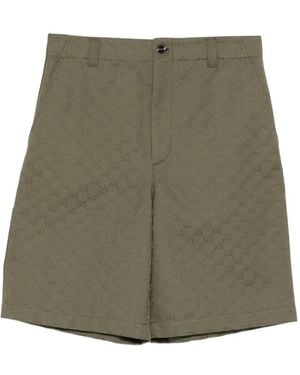 Gucci Gg-Monogram Cotton Shorts - Green