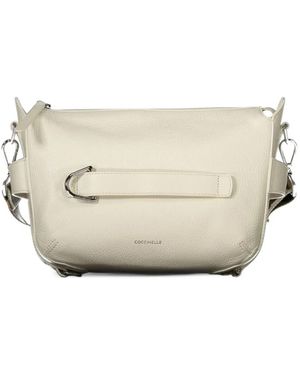 Coccinelle Logo-Strap Leather Clutch Bag - Natural
