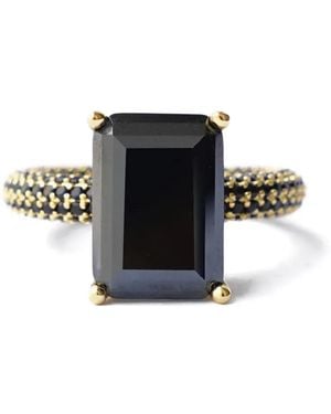 Izabel Display Mega Rectangle-Stone Ring - Black