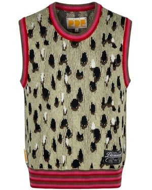 PDF Leopard-Print Knitted Vest - Green