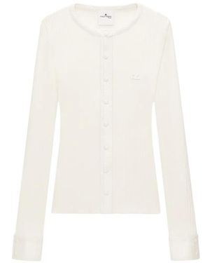 Courreges Cárdigan Con Ribete De Vinilo - Blanco