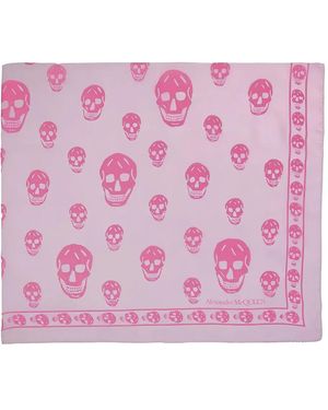 McQueen Skull-print silk scarf - Pink