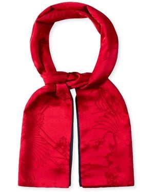 Shanghai Tang Crane And Pine Scarf - Red