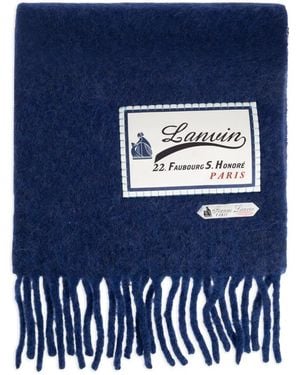Lanvin Logo-Appliqué Fringed Scarf - Blue