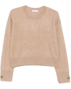 Majestic Filatures Button-Cuff Crew-Neck Jumper - Natural