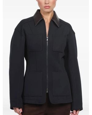Tibi Contrast-collar Zip-up Jacket - ブラック