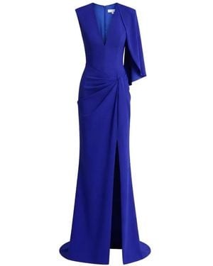 Gemy Maalouf Robe Longue Drapée À Col V - Blue