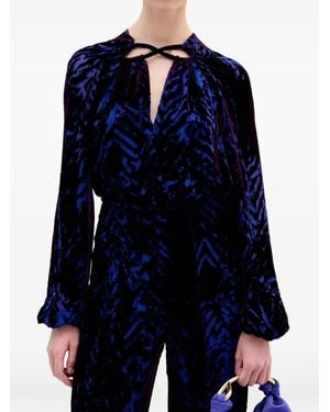 Silvia Tcherassi Ximena Velvet Blouse - Blue