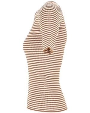 Max Mara Striped Ribbed-Knit T-Shirt - White