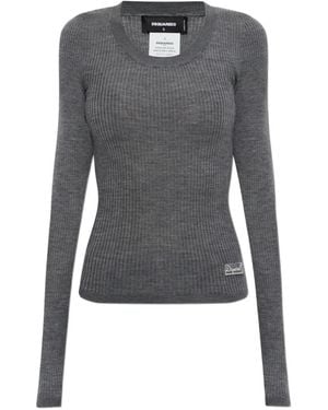 DSquared² Ribbed-Knit Wool Sweater - Blue