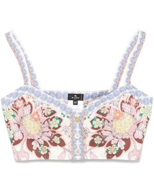 Etro フローラル クロップドトップ - ピンク