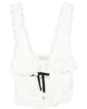 Alessandra Rich Bow-Detail Sleeveless Top - White