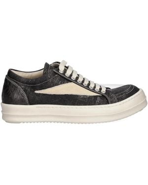 Rick Owens Vintage Sneaks Metallic-Effect Trainers - Black