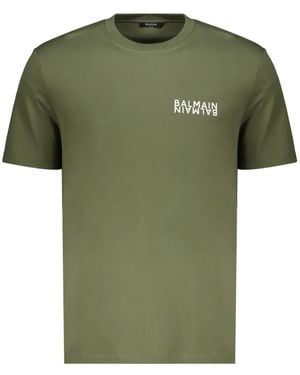 Balmain Camiseta De Algodón - Verde