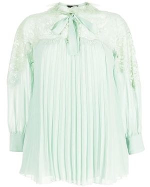 Shiatzy Chen Pleated Lace-Collared Blouse - Green