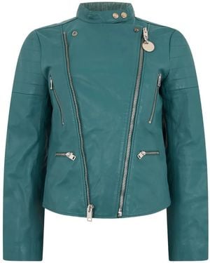 DIESEL Pierced-Detail Leather Jacket - Green