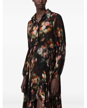 AllSaints Floral-Print Ruffled Dress - Black
