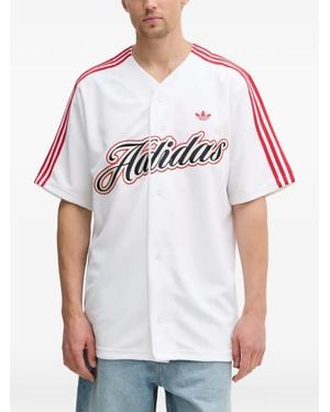 adidas Logo-Embroidered Striped-Sleeve Shirt