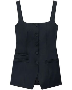 Another Tomorrow Square-Neck Button-Front Top - Blue