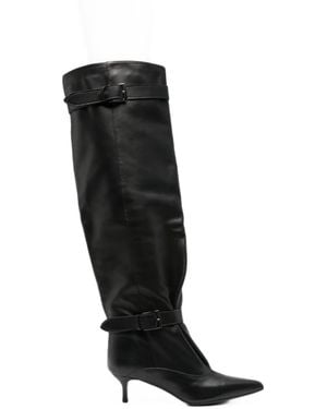 GISEL B Buckle-Strap Pointed-Toe Boots - Black