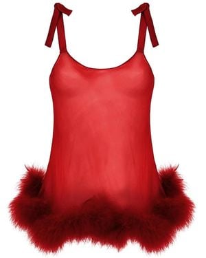 Gilda & Pearl Bow Trim Babydoll - Red