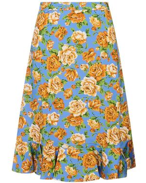 Rabanne Floral-Print Ruffled Skirt - White