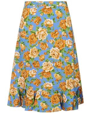 Rabanne Floral-Print Ruffled Skirt - White