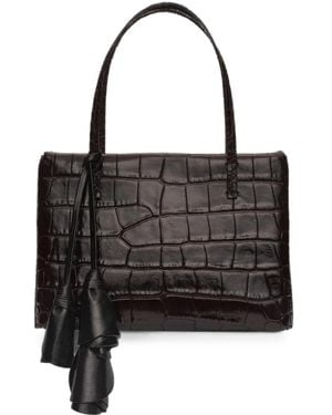 Magda Butrym Barbara Croc-Effect Floral-Pendant Tote Bag - Black