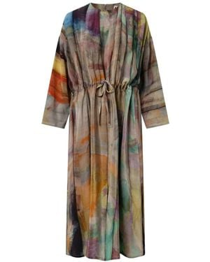 Anntian Jurk Met Gestrikte Taille En Print - Wit