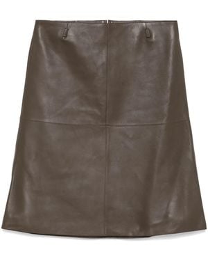 TOTEME Leather Midi Skirt - Brown