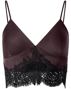 Il Volo Lace-Trim Silk Bustier Top - Purple