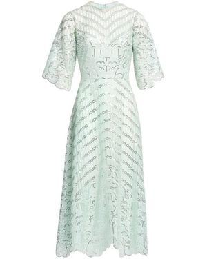 Elie Saab Sequin-Embroidered Lace Midi Dress - Blue