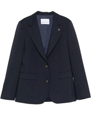 Manuel Ritz Logo-Pin Single-Breasted Jacket - Blue